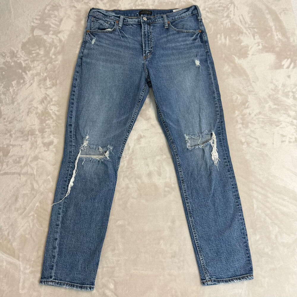 Silver Jeans Womens 32x28 Blue Denim Frisco Tapered Distressed‎ High Rise Casual